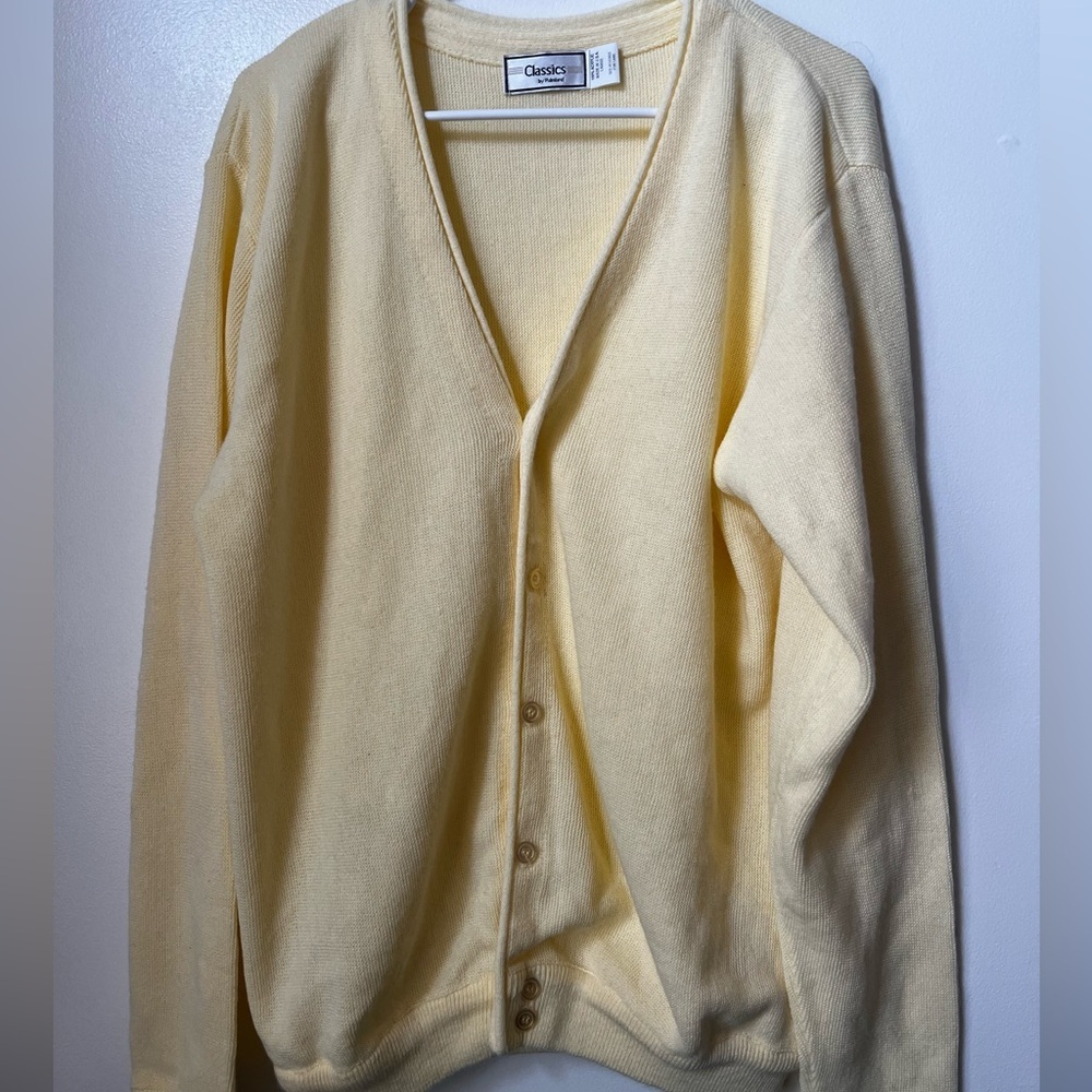 Butter Yellow Cardigan Sweater Soft Girl Grandpa Core Button Front Knit